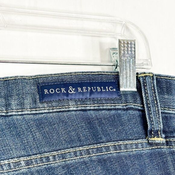 Rock Republic Size 12 Jeans Slim Straight Blue Denim Embossed Pockets 275 - Picture 8 of 11